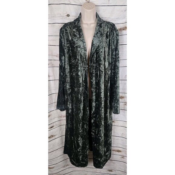 Natural Life Green Velvet Kimono Duster Jacket L/XL Long NEW Open Whimsigoth - Picture 1 of 9